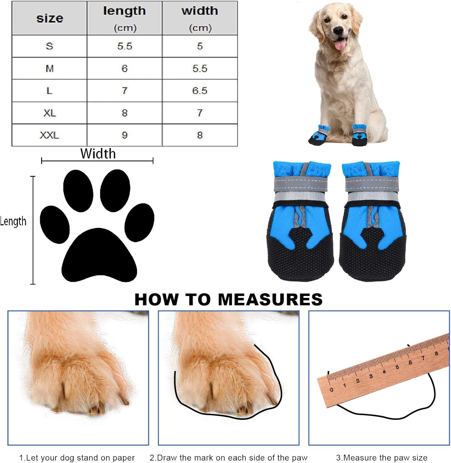Hapurs - Waterproof Reflective Dog Boots – Blue - Petservo