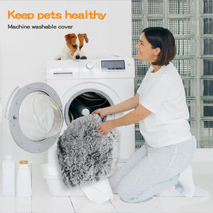 PaWz Dog Cat Fluffy Donut Calming Nest Bed with Removable Machine Washable Cover (Charcoal) at Pet Servo