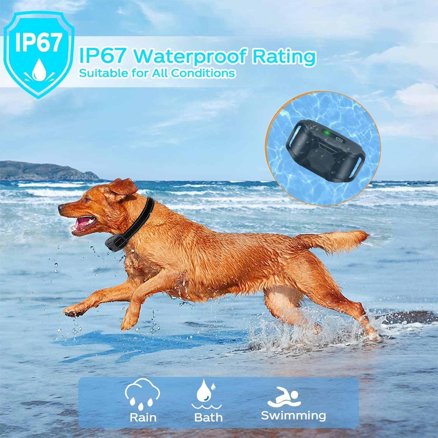 Barktec - Dog Training Collar, No Shock, Anti Barking with vibration, Adjustable Sensitivity
