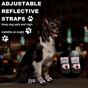 HAPURS - Pink Waterproof Dog Boots – Reflective & Non-Slip - Petservo