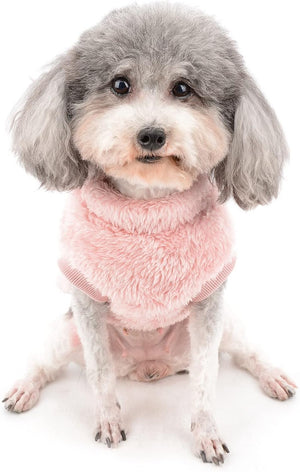 Pink Cozy Fleece Dog Sweater – Winter Warm w/D-Ring - Petservo
