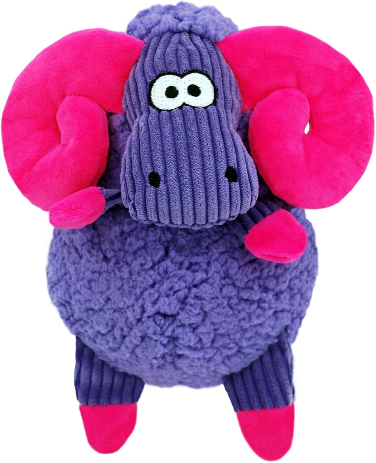 Purple and pink plush toy with a smiling face on a white background at Pet Servo