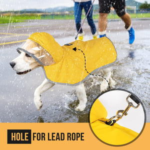 Yellow Hooded Dog Raincoat Waterproof Poncho - Petservo