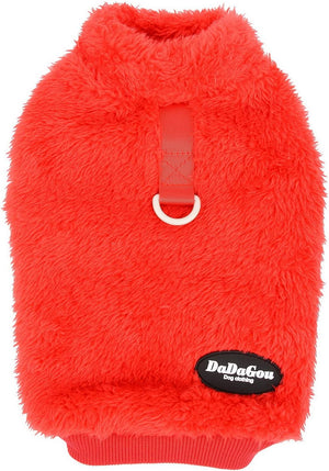 Red Cozy Fleece Dog Sweater – Winter Warm w/D-Ring - Petservo