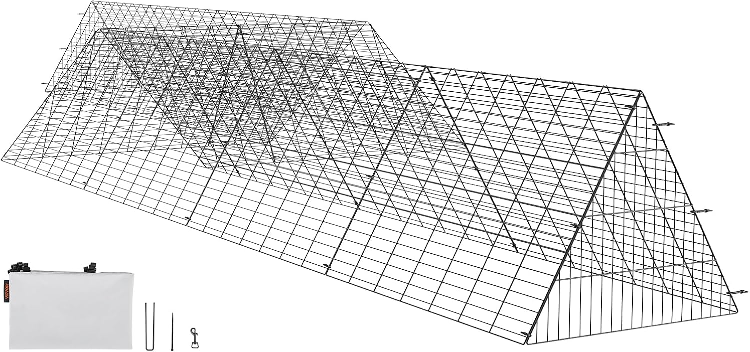 VEVOR Chicken Run Tunnels Portable Chicken Coop 729 x 200 x 61.5cm (LxWxH)