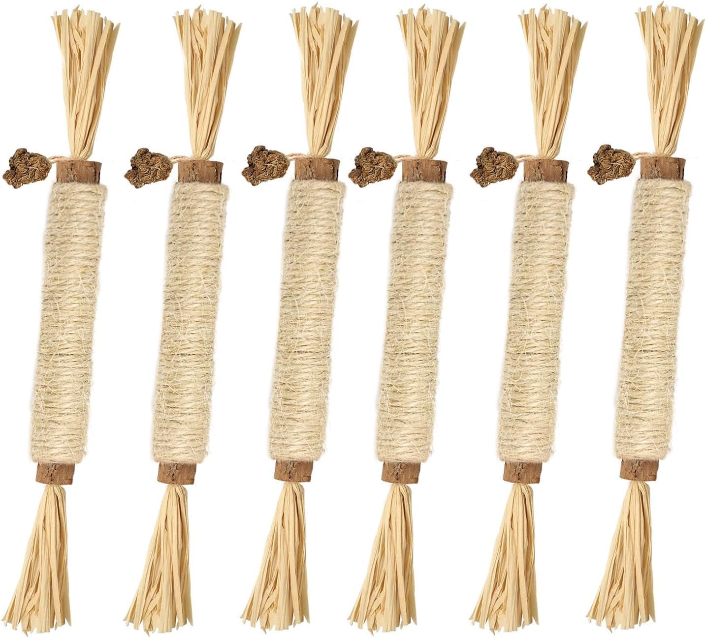 Set of eight natural fiber swizzle sticks with cork ends on a white background at Pet Servo