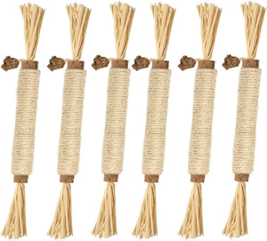 Set of eight natural fiber swizzle sticks with cork ends on a white background at Pet Servo