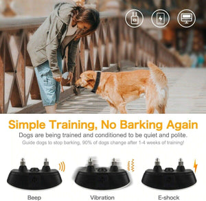 Person training a dog with electronic training devices, featuring text about training effectiveness at Pet Servo