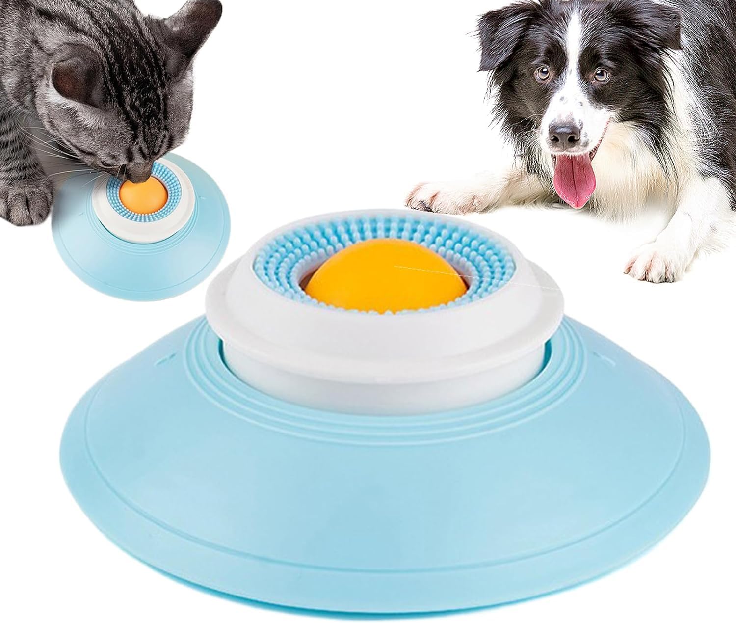 Pet toy with a cat and dog interacting with it on a white background at Pet Servo