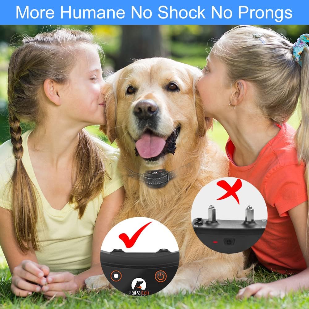 Vibrating Dog Collar, No Shock, 2 Dogs, Deaf Dog Collars w/2 Receivers, Up to 1600Ft Remote Range
