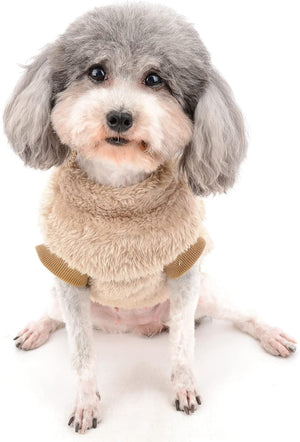 Brown Fleece Dog Sweater – Warm Winter Wear w/D-Ring - Petservo