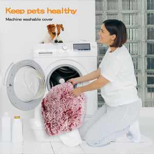 PaWz Dog Cat Donut Fluffy Calming Nest Bed with Removable Machine Washable Cover (Pink) at Pet Servo