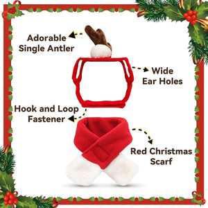 NAMSAN - Pet Reindeer Costume with Red Scarf for Christmas New Year Party at Pet Servo