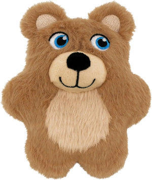 A plush teddy bear toy with medium brown fur, a cream-colored snout and inner ears, blue eyes, and a black stitched nose and mouth, isolated on a white background at Pet Servo