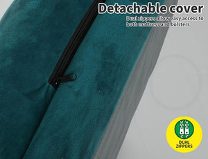Teal mattress cover with dual zippers on a gray background at Pet Servo