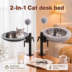 Pawz - Cat Desk Perch 360° Rotating Nest with Height Adjustable Washable Fabrics at Pet Servo