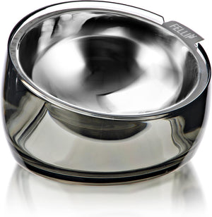 Stainless steel pet bowl with 'Fellini' branding on a white background at Pet Servo