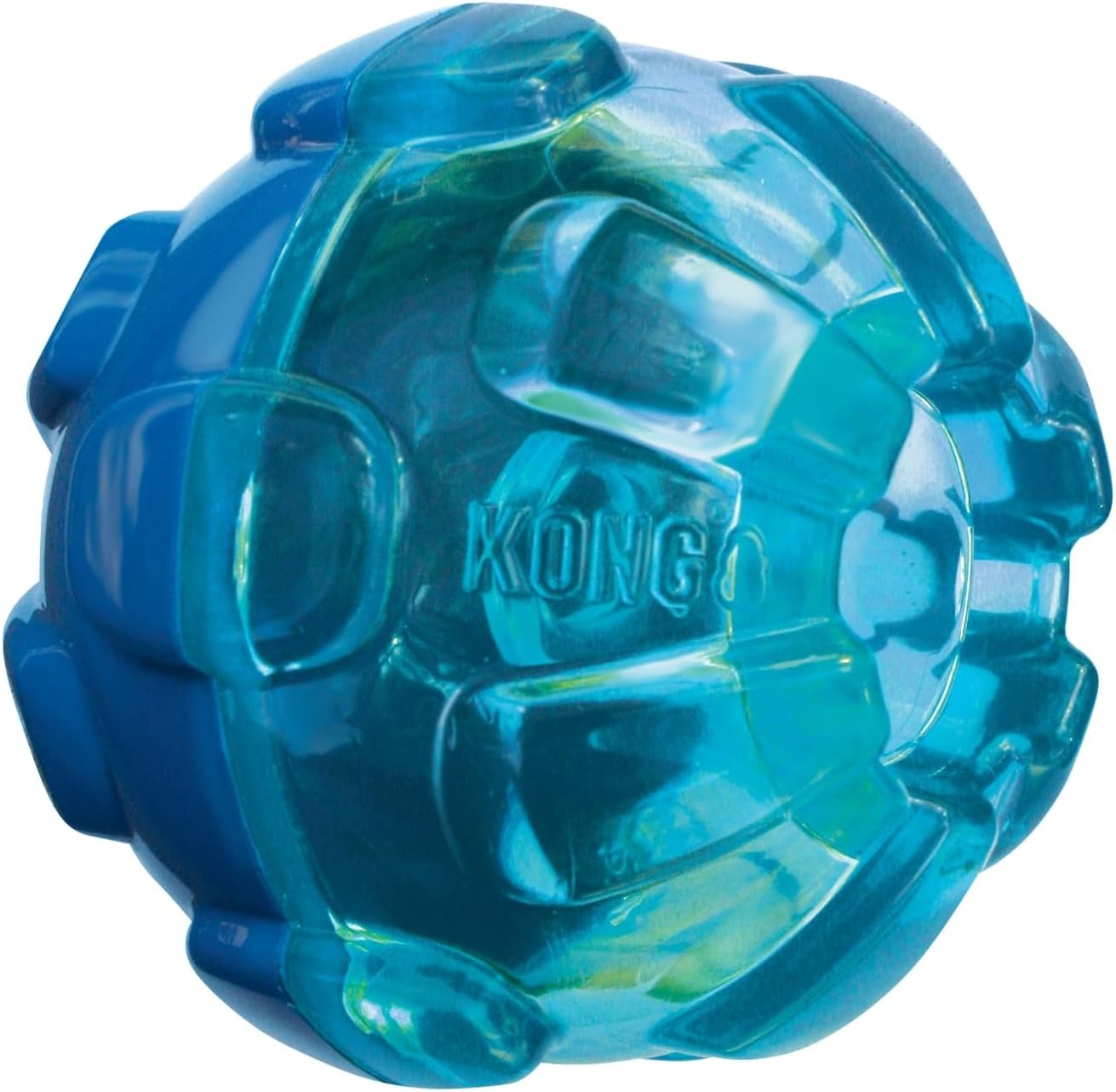 Blue and clear KONG dog toy on a white background at Pet Servo