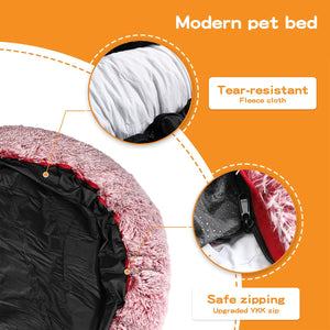 PaWz Dog Cat Donut Fluffy Calming Nest Bed with Removable Machine Washable Cover (Pink) at Pet Servo