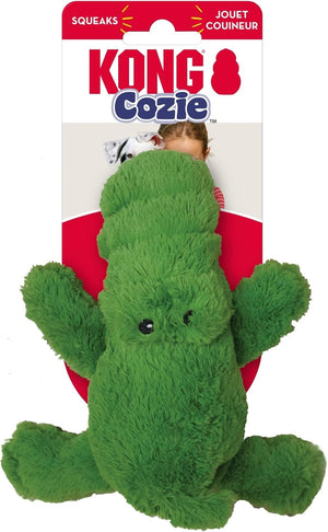 Green cactus-shaped KONG Cozie toy on packaging with visible branding at Pet Servo
