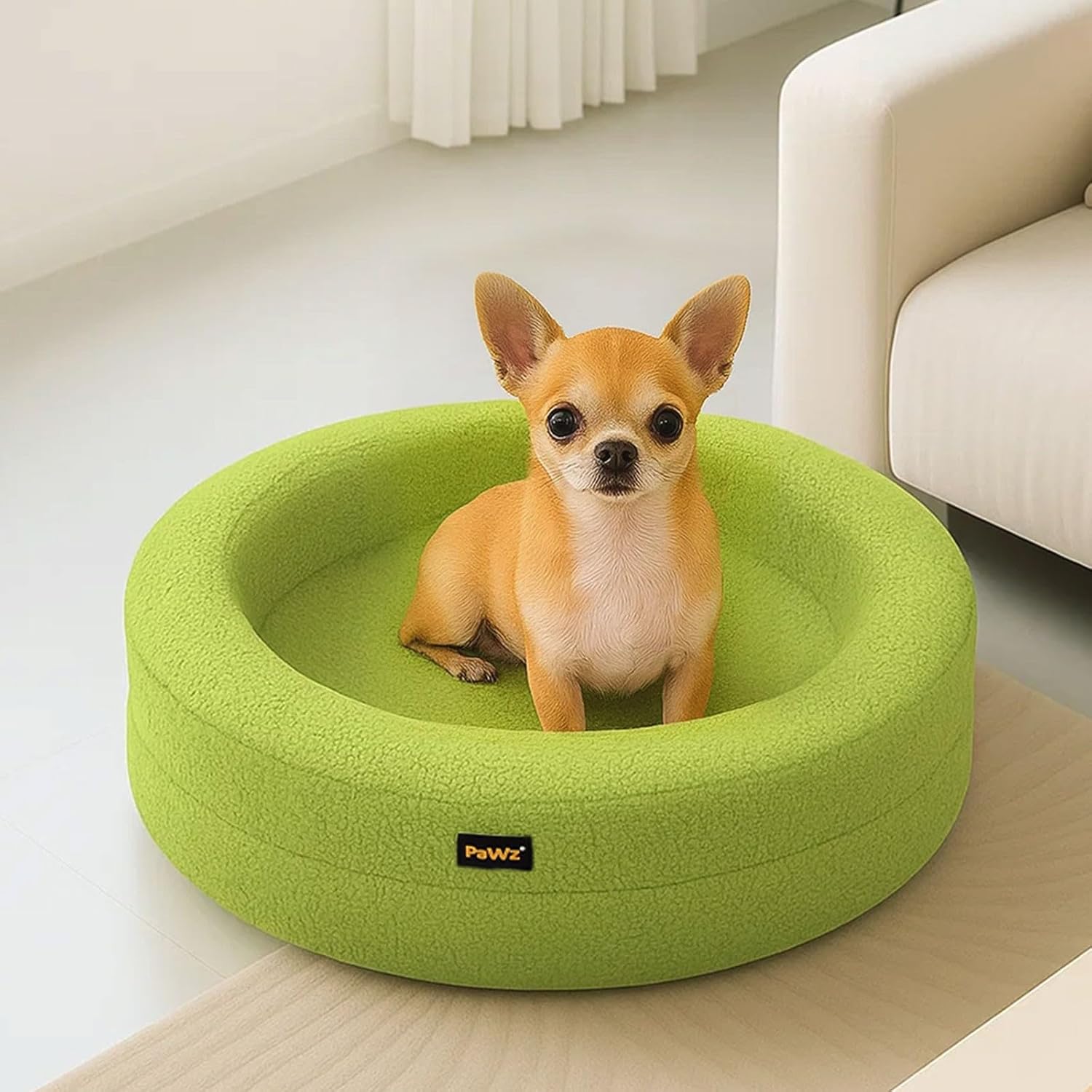 Pawz Orthopedic Donut Dog Bed with Memory Foam & Removable Cover for Medium Dogs (Green) at Pet Servo