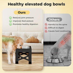 Pawz 2-in-1 Stainless Steel Foldable 4 Height Raised Bowl Stand for Small to Large Dogs at Pet Servo