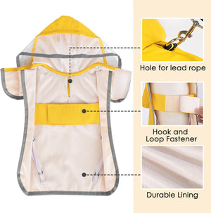Yellow Hooded Dog Raincoat Waterproof Poncho - Petservo