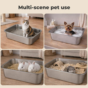 Pawz - Non-Sticky, Easy to Clean Stainless Steel Litter Box for Cats Kitty Kitten at Pet Servo