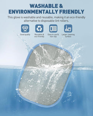 Washable glove with text highlighting its eco-friendly and reusable properties on a blue background at Pet Servo