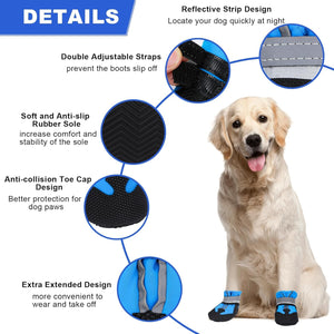 Hapurs - Waterproof Reflective Dog Boots – Blue - Petservo