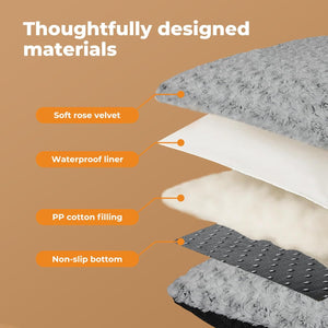 Layered material composition of a product with labels on a brown background at Pet Servo