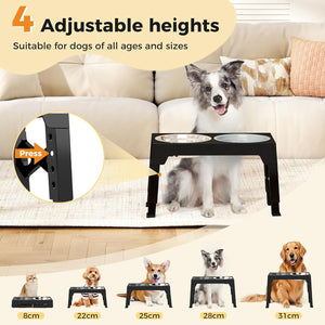 Pawz 2-in-1 Stainless Steel Foldable 4 Height Raised Bowl Stand for Small to Large Dogs at Pet Servo