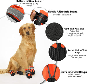 HAPURS - Orange Waterproof Dog Boots – Paw Protection - Petservo