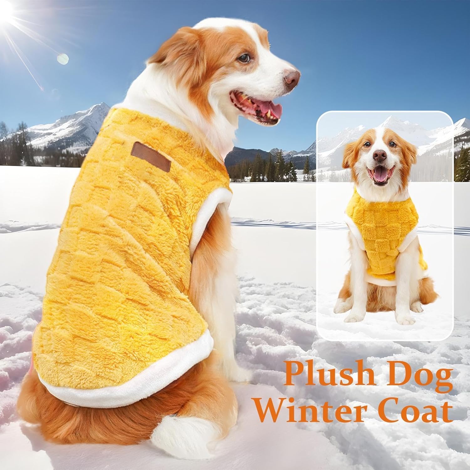 Generic - Yellow Plush Dog Winter Coat for Pets - Petservo