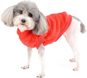 Red Cozy Fleece Dog Sweater – Winter Warm w/D-Ring - Petservo