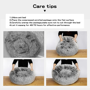 PaWz Dog Cat Fluffy Donut Calming Nest Bed with Removable Machine Washable Cover (Charcoal) at Pet Servo