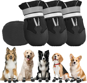 Hapurs - Waterproof Reflective Dog Boots – Black - Petservo