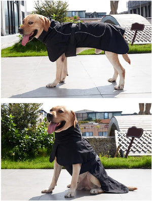 ODSSDAPU - Black Waterproof Dog Coat w/Reflective - Petservo