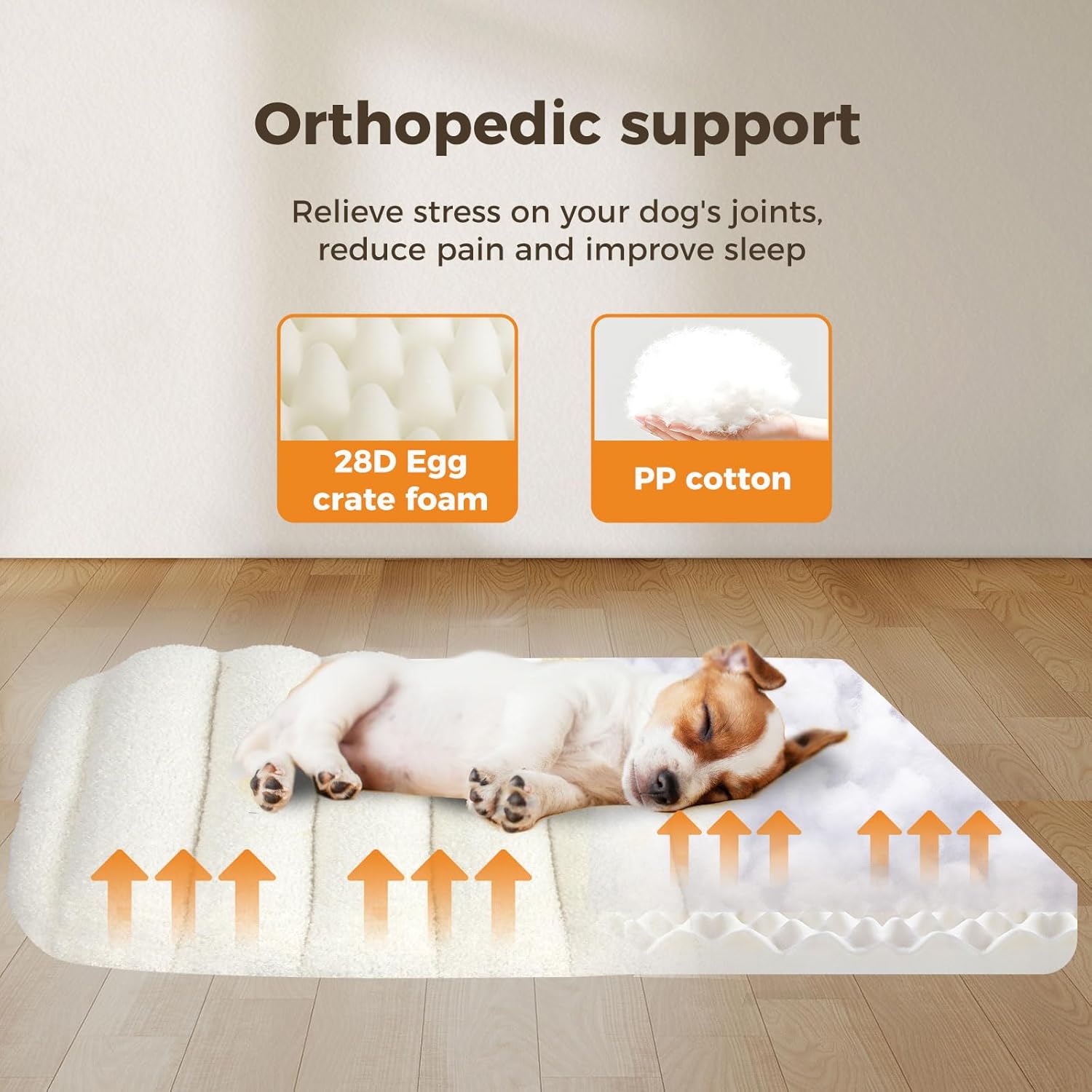 Pawz - Orthopedic Dog Bed with Egg Foam Support with Waterproof Lining (White) at Pet Servo