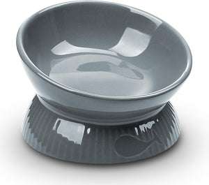 Gray elevated pet bowl on a white background at Pet Servo