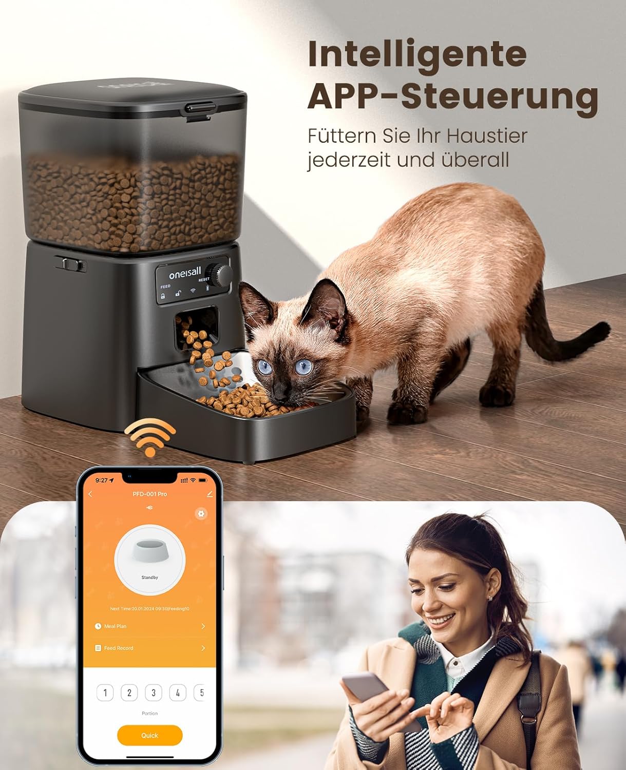 Buy oneisall - 3.5L Automatic Cat Feeder (Black) at Pet Servo