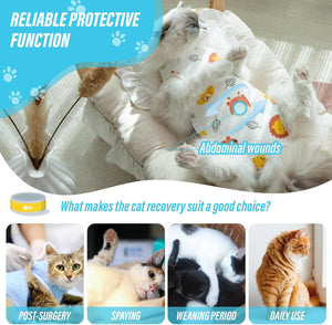 Viiotu - Soft Post-Surgery Recovery Suit for Female Cats, Forest Animals at Pet Servo