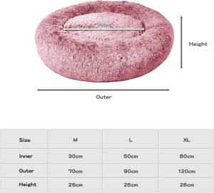 PaWz Dog Cat Donut Fluffy Calming Nest Bed with Removable Machine Washable Cover (Pink) at Pet Servo