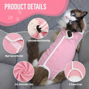 Viiotu - Soft Post-Surgery Recovery Suit for Female Cats, Pink at Pet Servo