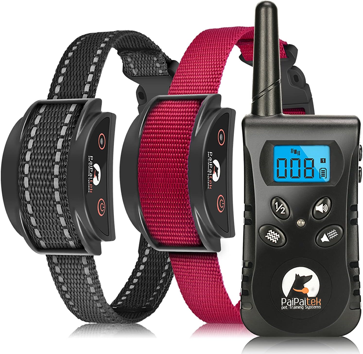 Vibrating Dog Collar, No Shock, 2 Dogs, Deaf Dog Collars w/2 Receivers, Up to 1600Ft Remote Range