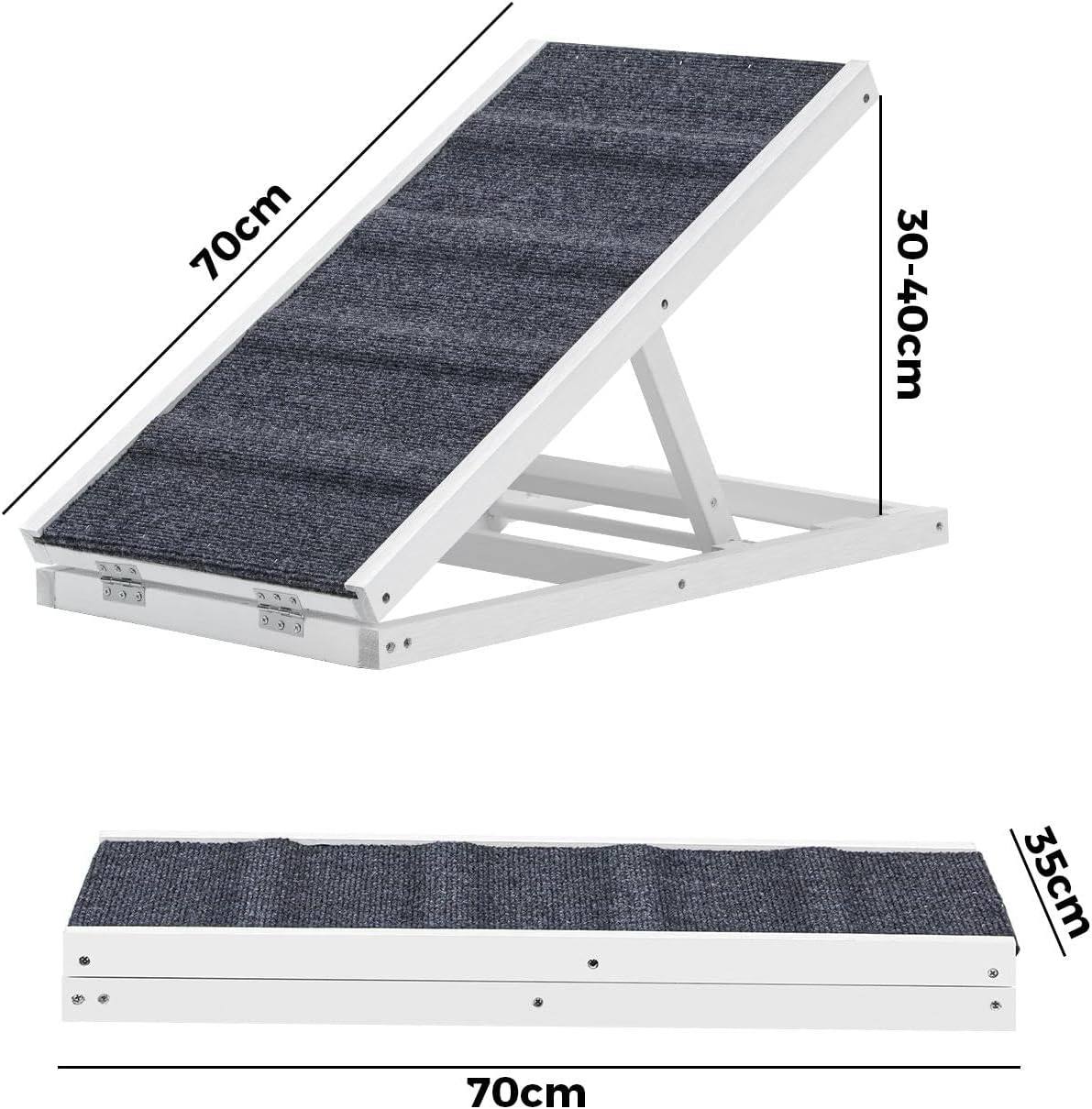 Alopet - Foldable Pet Ramp, Dogs Ramp with Anti Slide Surface, 2 Adjustable Height