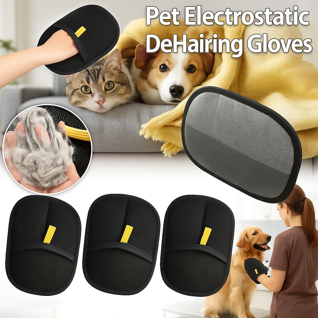 MAEBLA - Pet Hair Remover Glove, Two-Way Static Cleaning Grooming Glove Reusable Hair Removal Mitt (1PC)