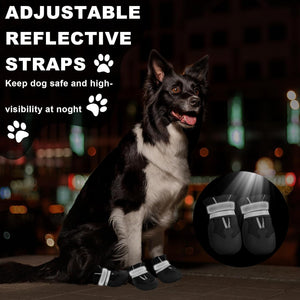 Hapurs - Waterproof Reflective Dog Boots – Black - Petservo