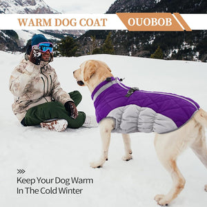 OUOBOB - Waterproof Dog Coat w/Harness - Purple - Petservo