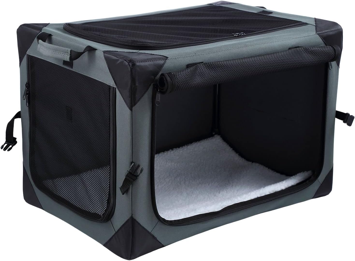 Pet Scene Foldable Soft Pet Crate Travel Indoor/Outdoor Soft Foldable bag Grey (81x58.5x58.5cm)